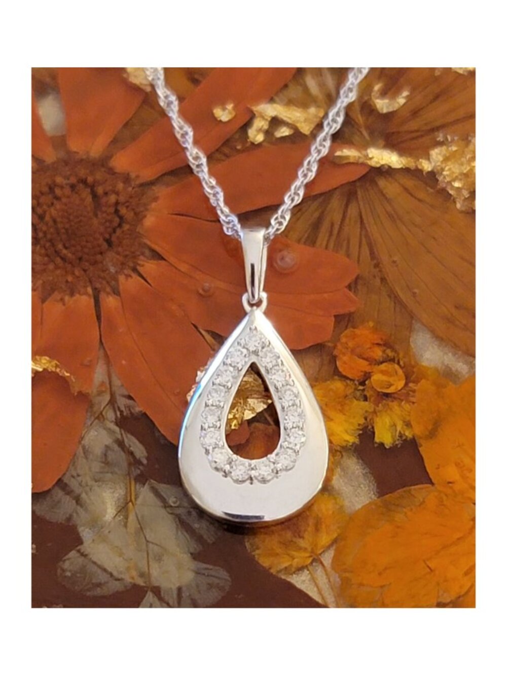 1/4 CT Lab Grown Diamond Teardrop Halo Necklace 925 Sterling Silver NWT